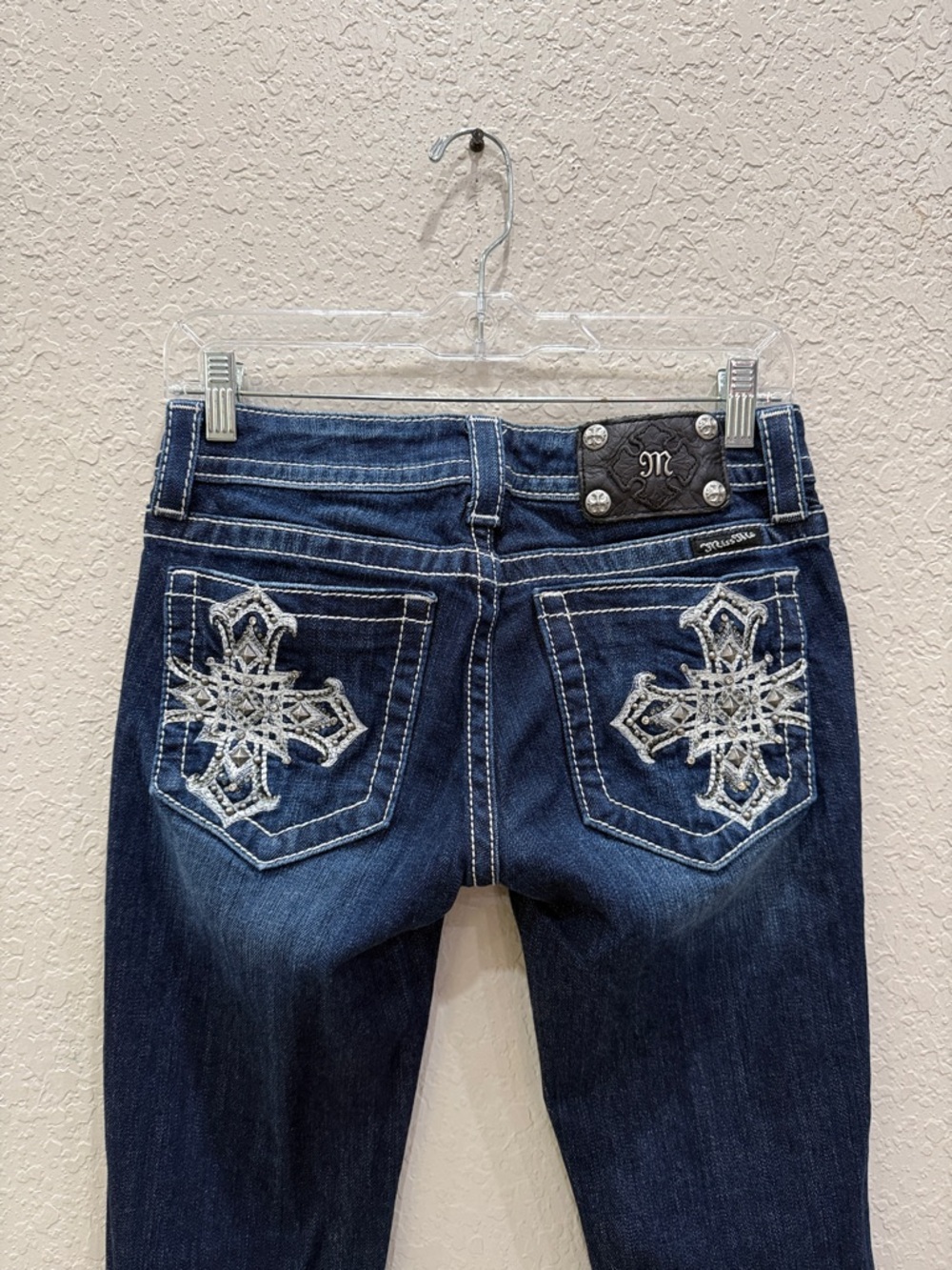 Miss Me Women's Dark Blue Embroidered Pocket Jeans